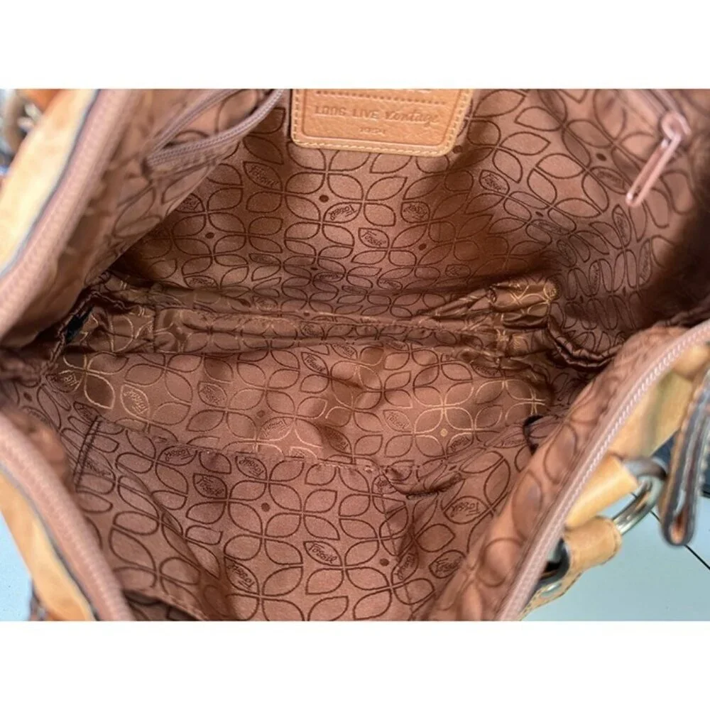 Fossil Long Live Vintage Butterscotch Brown Leather Shoulder Purse - Picture 12 of 12